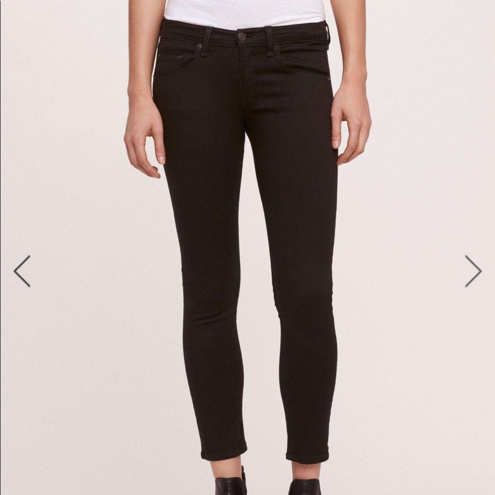 Rag & Bone Black Mid-Rise Skinny Ankle Jeans